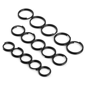 FEGVE Titanium Key Rings Split Rings, Small Keyrings, Jump Rings for Necklaces, Keys, Jewelry Attachment - 5pcs Mix (Black)