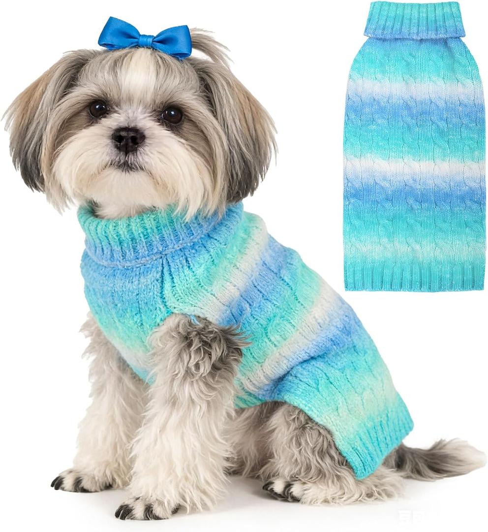 Dog Sweaters for Small Dogs Male Soft Cat for Cat Only Stretchy Extra Clothes for Small Dogs Gradient Color Dog Fleece Sweater Frenchie Dachshund Sphynx Cat Clothes (X-Large (suggest chest within 16.5''), blue)