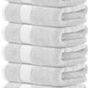 White Classic Luxury Silver Hand Towels - Soft 100% Turkish Cotton | Highly Absorbent Hotel spa Bathroom Towel Collection | 16x30 Inch | Set of 6