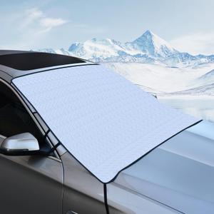 Tecoom Car Windshield Cover for Ice and Snow, 4 Layers Hail Sun Rain Protection, Waterproof Winter Frost Protector Exterior Front Window Covers Universal for Car SUV Van All Weather 68.5" x 47"