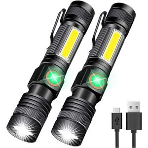 Hoxida Flashlight USB Rechargeable, Magnetic LED Flashlight, Super Bright LED Tactical Flashlight with Cob Sidelight, Waterproof, Zoomable Best Small LED Flashlight for Camping, Emergency Flashlights