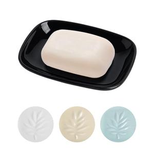 KITCHENLESTAR Ceramic Soap Dish for Bathroom and Kitchen, Non-Slip Bar Soap Holder with Fast Drain Design, Soap Saver Tray for Sink, Black