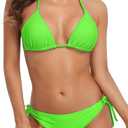 CharmLeaks Women Halter Bikini String 2 Piece Triangle Swimsuit Tie Side Swimwear (X-Large, Neon Green)