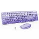 Wireless Keyboard and Mouse Combo, 2.4GHZ Typewriter Retro Full Size Keyboards, Cute Colorful Computer Keyboard and Wireless Mouse for Laptop/Desktop/Windows/PC (Purple Gradient)