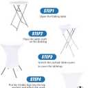 Cocktail Table Covers - 2 Pack 32x43 Inch Table Cloth - White Fitted Stretch Spandex Round High Top Tablecloth for Party, Bar, Birthday, Pub, Banquet
