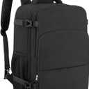 Snoffic Travel Backpack for Women Men,Travel Laptop Backpack w/USB Charging Port, Waterproof Travel Backpack Carry On Flight Approved,Weekender Business Hiking Bag,Laptop Backpack 17 inch (Black)