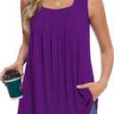Tencede Women's Summer Tank Tops Square Neck Sleeveless Cute Casual Loose Flowy Fit, Large