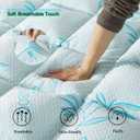 WhatsBedding 5 Inch Full Mattress Topper Breathable Bamboo Viscose Air Layer,Memory Foam Mattress Topper Full Size Blue.