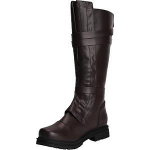ACE SHOCK Mens Tall Boots Medieval Renaissance Pirate Cosplay Boot Halloween Costume Shoes (Style-A Brown, 7.5)