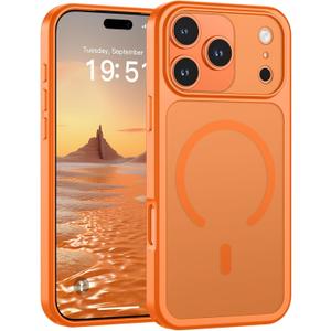 SUPFINE Magnetic for iPhone 17 Pro Max Case (Compatible with MagSafe)(Military Grade Drop Protection)(Camera Protection) Translucent Matte Shockproof Phone Cover,Starry Orange