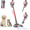 WLOTPO Cordless Vacuum Cleaner for Home, Lightweight Stick Vacuum Cordless Rechargeable with Power Suction, Up to 35 Mins Runtime, Hardwood Floor Vacuum for Pet Hair, Carpets, Tile(Red Black)