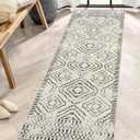 Wonnitar Moroccan Washable 2x6 Runner Rug for Hallways, Non-Skid Carpet Runners for Kitchen, Boho Farmhouse White Non-Shedding Laundry Room Throw Mat for Bathroom Closet Bedroom (Beige,2'x6')