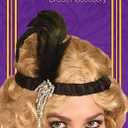 1920s Flapper Headpiece - Roaring 20s Feather Headband - Black