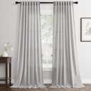 Linen Greyish White Curtains 84 inches Long for Bedroom Back Tab Privacy Light Filtering Semi Sheer Greyish White Boho Curtain Textured Modern Elegant Coastal Decor Curtains for Living Room, 52"W x 84"L (Pack of 2)