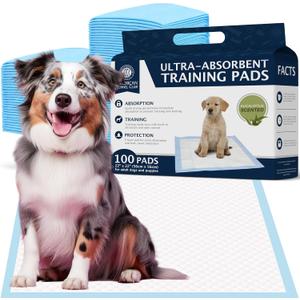 AMERICAN KENNEL CLUB AKC62975 6-Layer Leak-proof Puppy Training Pads - 22x22 Inches, Green, Synthetic, Disposable-Pet-Training-Pads, Pack of 100