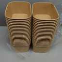 50 Pack 35oz Paper Food Containers with Lids, Cardboard Meal Prep Containers, Disposable Compostable Kraft Paper Bowls with Lids for Hot/Cold Food, Salad, Leftovers, Snacks, Desserts - Rectangular
