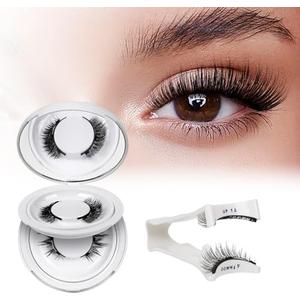 QUEWEL Magnetic Eyelashes 2 Pair Reusable Magnetic Eyelashes with Applicator No Glue Needed Eyelashes Cat Eye Natural Look Lash Clusters Kit Easy to Wear and Remove(A07)