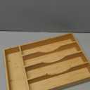 Bamboo Kitchen Drawer Organizer, 9 Inch Silverware Utensil Holder for Samll Drawer, Narrow Silverware Organizer for Cutlery Knives (9 x 13 inch (5 Slots))