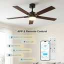 Obabala Ceiling Fan with Light 52 Inch, DC Motor Ceiling Fan with Remote and APP Control, Dimmable LED Color Changing, Reversible Quiet Fan for Bedroom Living Room Indoor Outdoor, Modern