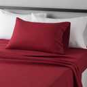 Amazon Basics Lightweight Super Soft Easy Care Wrinkle Free Microfiber 3 Piece Bed Sheet Set with 14-Inch Deep Pockets, Twin, Burgundy, Solid, Kids, Men & Women Bedding