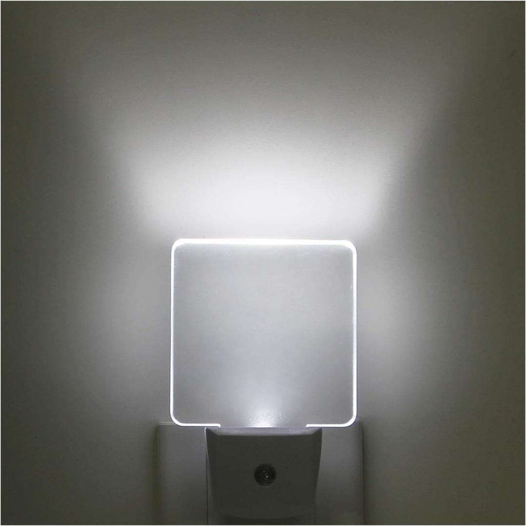 2 Pack 0.5W Plug in LED Night Light with Dusk to Dawn Sensor Daylight Cool White