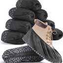 Shoe Covers Disposable Non Slip - 50 Pack (25 Pairs) X-Large Disposable Boot Covers for Indoors Outdoors Recyclable Durable Protector Stretchable Fits Up to Size 13 US Men-Black
