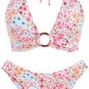 ZAFUL O Ring Halter Bikini Sets for Women High Cut Swimsuits Trendy 2 Piece Bathing Suits -M
