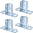 4 PCS Strut Post Bases, 2 Slotted Holes U Post Base for 1-5/8 Inches Square Single Channel, Heavy Duty Galvanized Carbon Steel Wall Ground Floor Mounting System, Universal Shelf Bracket Pile Base