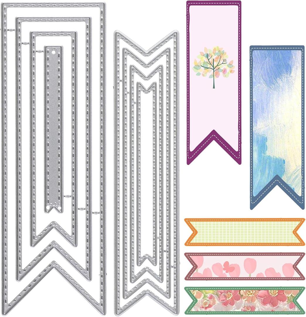 8 Pcs Bookmark Die Cuts Metal Cutting Dies Carbon Steel Embossing Template DIY Craft Die Cutting Stencils Metal Dies Scrapbooking Tool for Paper Crafting Card Making Supplies