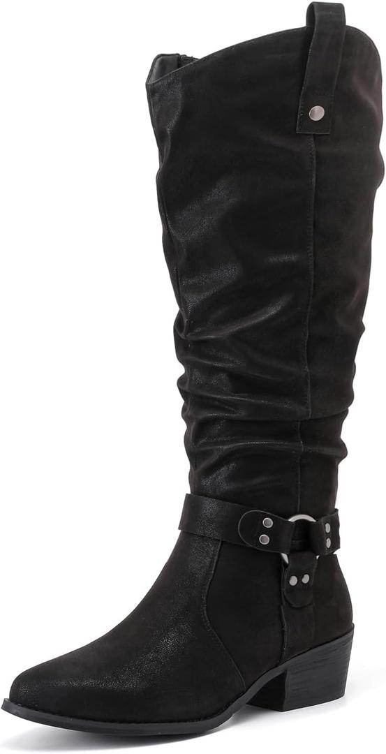 Luoika Women's Extra Wide Calf Knee-High Boots (Blackpu 109), Size: 8 X-Wide