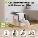 SZEE Stainless Steel Cat Litter Box with 180°Flip-Top Lid, Easy Clean XL Enclosed Litter Box, Large Covered Steel Cat Box with Scoop, Odor Control and Anti-Urine Leakage, 23.2 x 15 x 15 Inch, Black