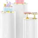 Putros Cylinder Pedestal Stands 3Pcs White Round Cylinder Pedestal Display Plinth Pillars for Wedding Party Decor 35.4''(L),29.5''(M),23.6''(S)