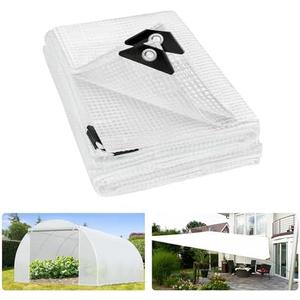 ANGAR 16 Mil Heavy Duty Clear Greenhouse Tarp, 12x16FT Waterproof Clear Tarps with Grommets, UV Resistant Greenhouse Replacement Poly Cover, for Gardening, Farming, Chicken Coops, Canopy,Outdoor