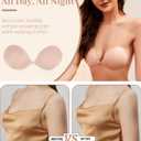 Sticky Bra Push Up Cloth Padded Add Cup Adhesive Bras Strapless Reusable Invisible for Women Backless Dress (D, Nude)