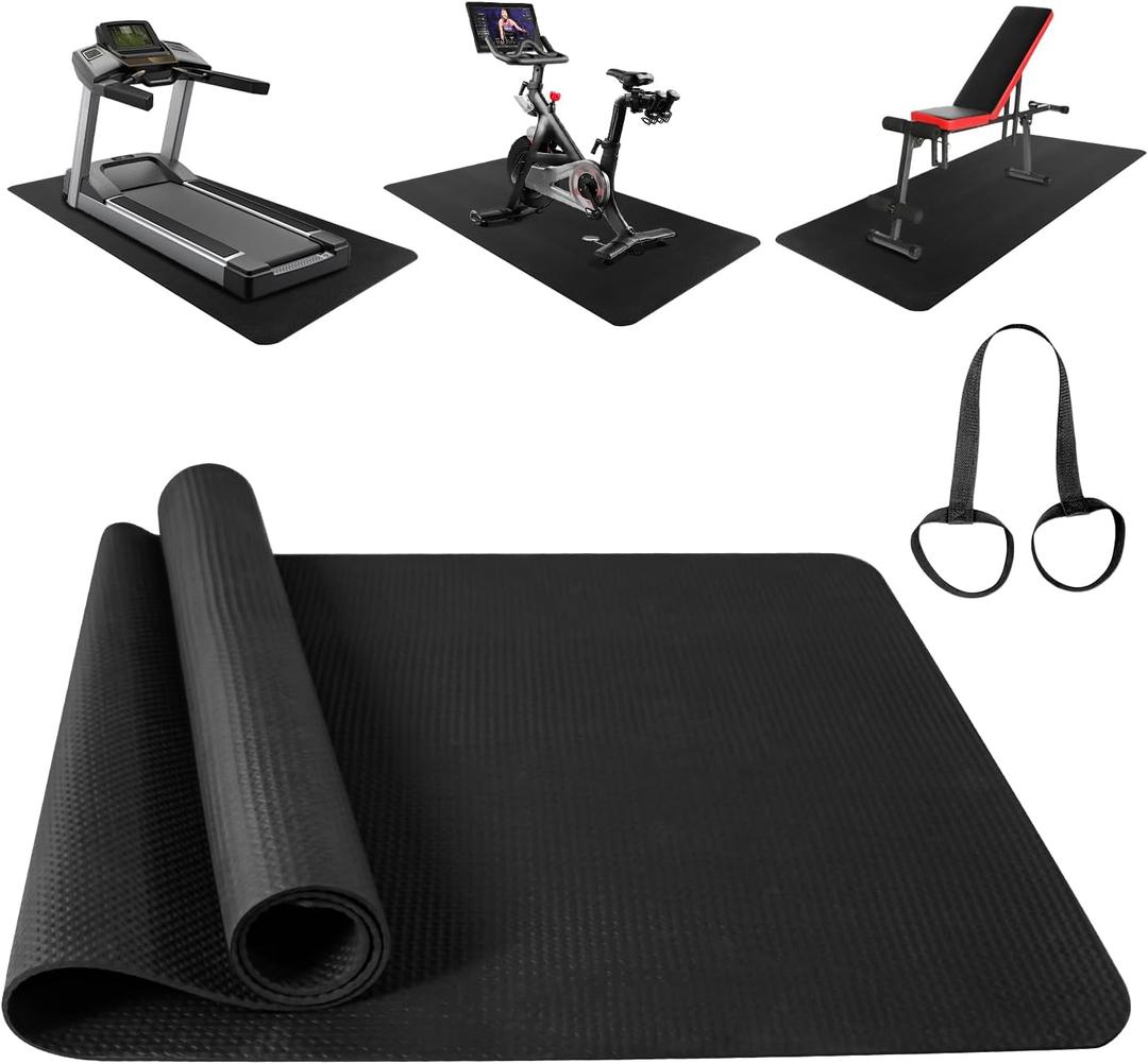 Treadmill Mat,Bike Mat,Stationary Bike Mat,Foldable Treadmill Mat for Hardwood Floors,Under Exercise Bike Trainer Pad for Indoor Gym Equipment Hardwood Floor Carpet Protector (1pcs: 23.6 * 47.2 inch)