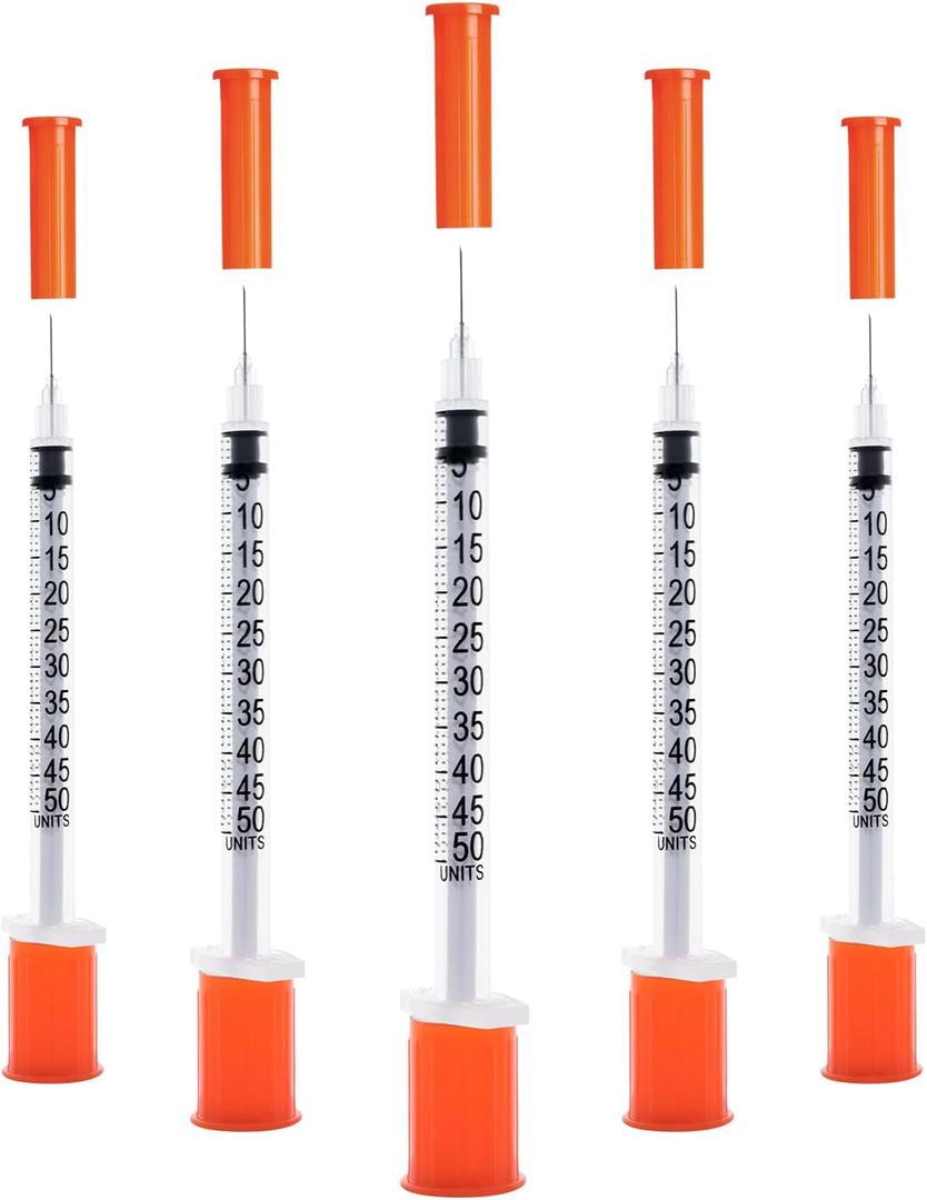 U-100 0.5cc 30g 5/16" (8mm) Syringe with Needle, Individually Wrapped, Pack of 20