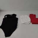 Oqq Women's 3 Piece Bodysuits Sexy Ribbed Strappy Square Neck Sleeveless Tummy Control Tank Tops Bodysuits (Large, Black, Red, White)