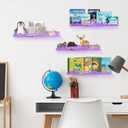 Rainbow Acrylic Floating Shelves, 15in Kids Wall Mounted Nursery Bookshelves, Display Ledge for Books Toys Cosmetic Storage, Bathroom Bedroom Living Room Wall Organizer, 4 Pack, Purple, 40cm, 4 Pack