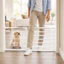 Short Dog Gate with Cat Door，Extra Wide All Metal Dog Gate 18"-36'' Wide