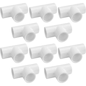 LESSO 10 Pack PVC Pipe Fittings, 1/2 inch PVC Tee Fittings 3-Way for DIY Building Furniture Greenhouse Shed Pipe Fittings Tent Connection, SCH40 White