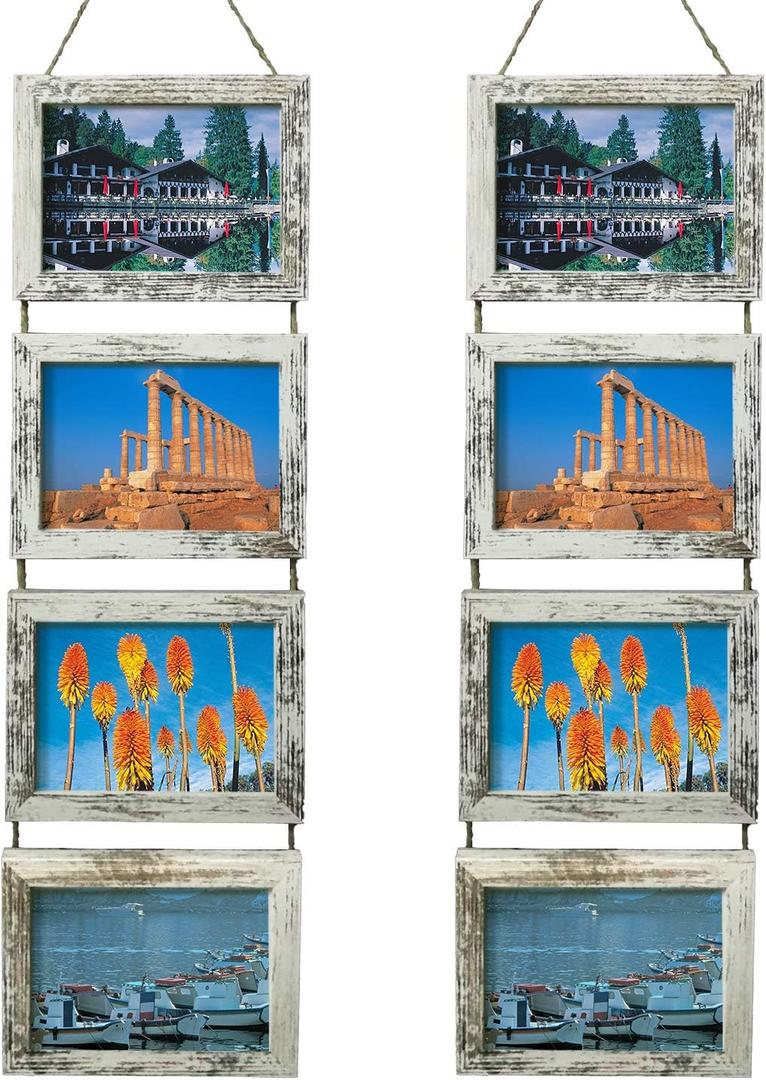 SESEAT Wall Hanging 5x7 Picture Frames Collage with Distressed White Frames,2 Packs