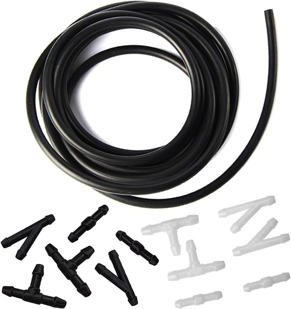 Windshield Washer Hose Kit - 4 Meter Universal Washer Fluid Hose with 12 Pcs Hose Connectors, Suitable for Most Windshield Washer Nozzle Installation, Connect Car Water Pump and Nozzles