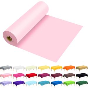 54 Inch X 100 Feet Plastic Table Cover Roll Premium Disposable Plastic Tablecloth for All Type/Shape Tables | Picnic, Party, Banquet, Birthdays, Weddings (Pink, 54 Inch X 100 Feet)
