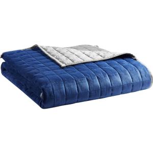 YnM Cooling Weighted Blanket for Adults, Cooling & Cozy Velvet Dual-Sided, 25lbs Heavy Bed Throw for One Person of 240lbs, Four Seasons Use (60x80 Inches, Queen Bed, Blue/Grey) (60 in x 80 in 25 lb, Blue/Greyexclusive)