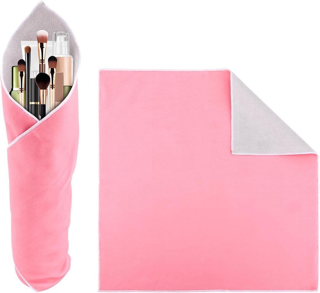 Self Adhesive Magic Cloth Makeup Bag, Portable Travel Makeup Wrap Reusable Cosmetic Pouch Protective Camera Lens Wrap Travel Organizer Storage Flat Make up Bag for Beauty Essentials Women Girls Gifts