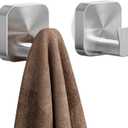 TAILI 304 Stainless Steel Bathroom Suction Hooks for Towel, Bathrobe, Loofah, Patented Strong Suction Cup Holder, No Damage Hanging Glass Shower Wall Hook, Hold Up to 11 Lbs, 2 Pack, Silver