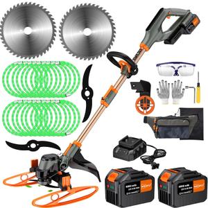 14" Electric Weed Wacker, 4 in 1 Cordless String Trimmer/Lawn Edger/Lawn Mower/Brush Cutter with Steel Gears, 2×21V 6.0Ah Batteries & Charger, Lightweight Grass Trimmer for Yard Garden