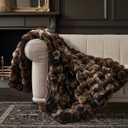 Faux Rabbit Fur Bubble Throw Blanket, 60"x80", Mocha Brown