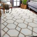 ONASAR Area Rugs for Bedroom Living Room, Fluffy 4x6 White and Beige Throw Rug, Geometric Boho Shaggy Soft Plush Indoor Floor Carpet for Nursery Kids Girls Boys Teen Dorm Home Decor Aesthetic