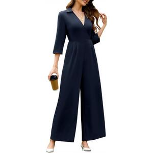 Dressystar V Neck Jumpsuits for Women Dressy Formal Casual Long Sleeve One Piece Outfits Wide Leg Long Romper with Pockets (Large) Dressystar V Neck Jumpsuits for Women Dressy Formal Casual Long Sleeve One Piece Outfits Wide Leg Long Romper with Pockets (Large)